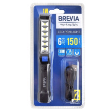 Brevia LED Pen Light 6SMD+1W LED, 150lm, 900mAh, microUSB, блістер