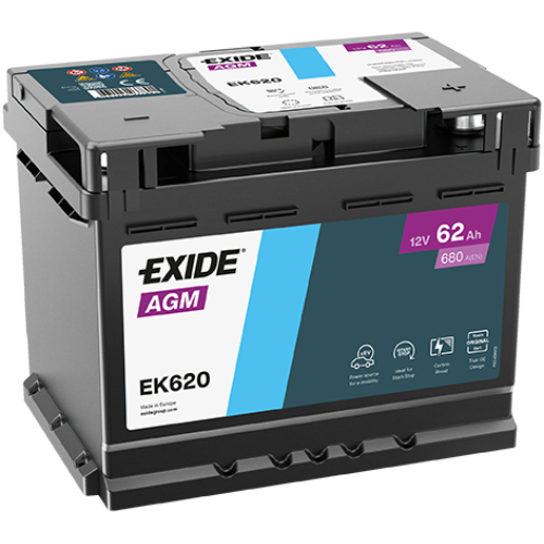 Акумулятор EXIDE START-STOP AGM 12V/62Ah/680A (R+)