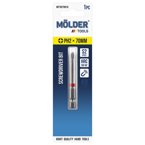 Біта MOLDER PH2x70мм 1шт в блістері (кольорове маркування)