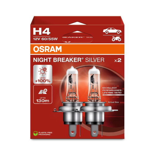 Автолампа Osram H4 12V 60/55W P43T к/т 2 шт